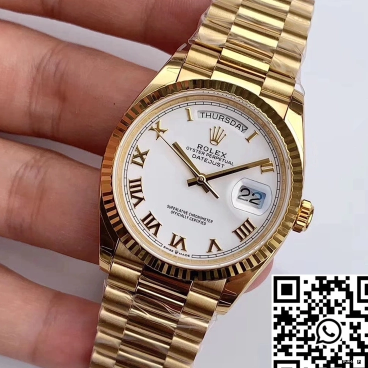 M128238 Rolex EW Scale Factory Day-Date Roman Time Dial White 0117